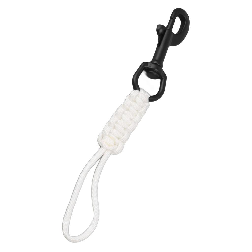 Hand Woven Diving Lanyard Anti Lost Strap Underwater Safety Rope with Stainless Steel Clip White