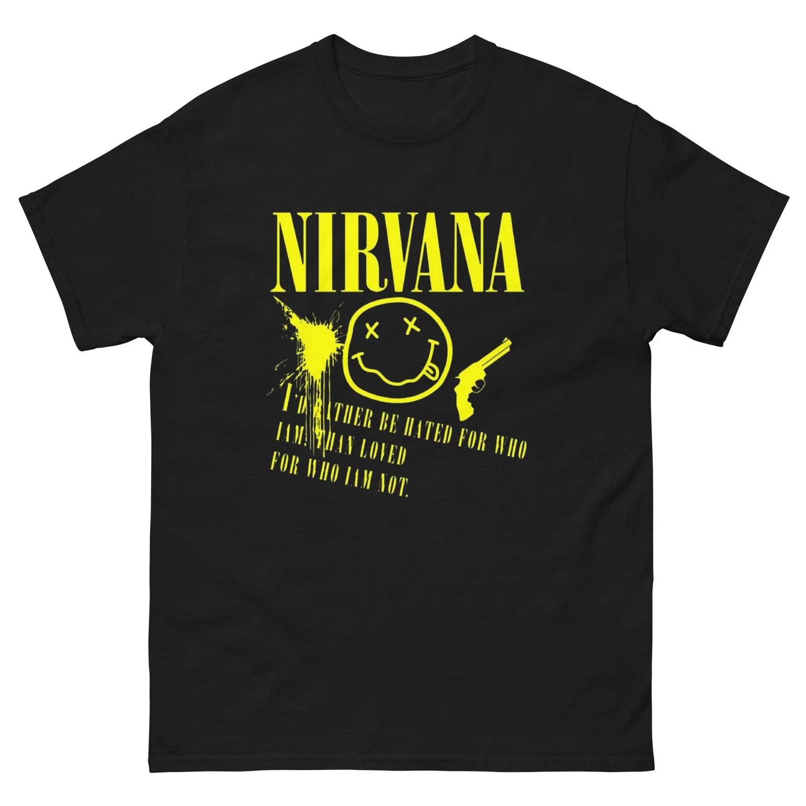 Футболка Nirvana со смайликом Цитата Винтажная гранж-футболка Y2K Рок-графика 4XL