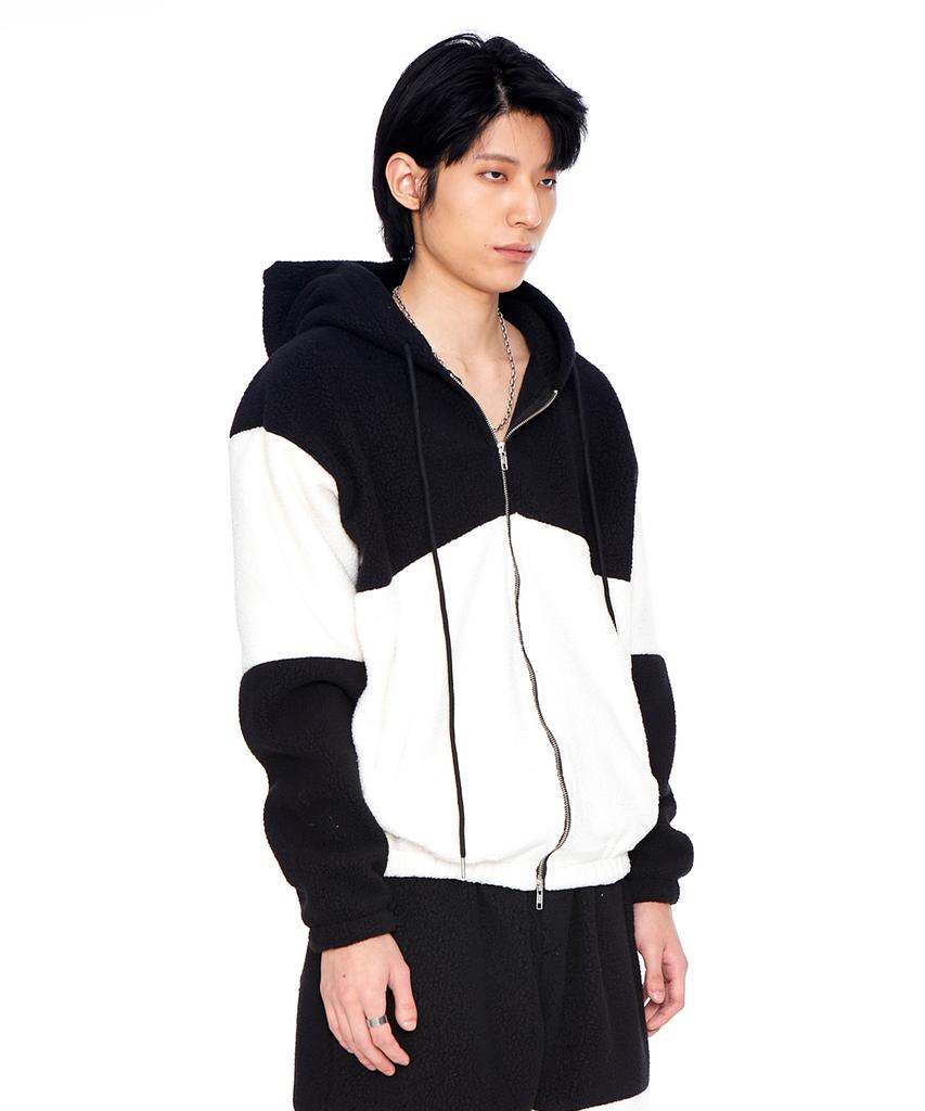 Eponym Color Block Fleece Hoodie_White & Black
