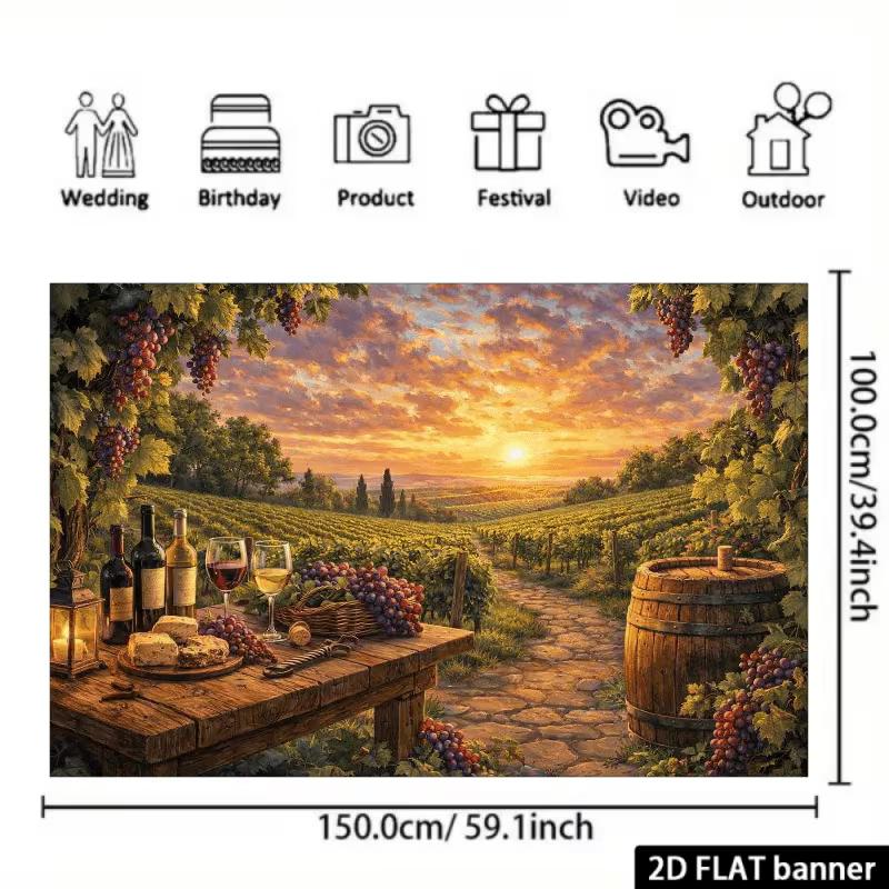 Tuscan Vineyard Tapestry, Wine Background Cloth, Party Decor