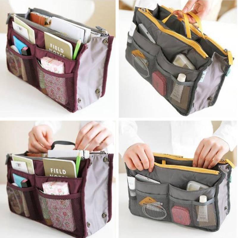 Sac à Maquillage Moderne Simple à Double Fermeture Éclair en Polyester Pour Voyage et Rangement de Salle de Bain