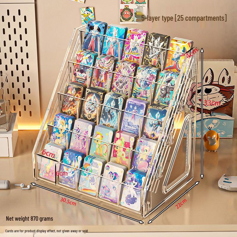Ultraman Acrylic Card Display Stand - Tiered Desktop Postcard Organizer with Divided Slots