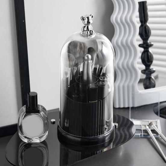 Makeup Brush Storage Bucket Large Capacity 7-Grids Design Dustproof Transparent Cosmetic Storage Box Organizer
