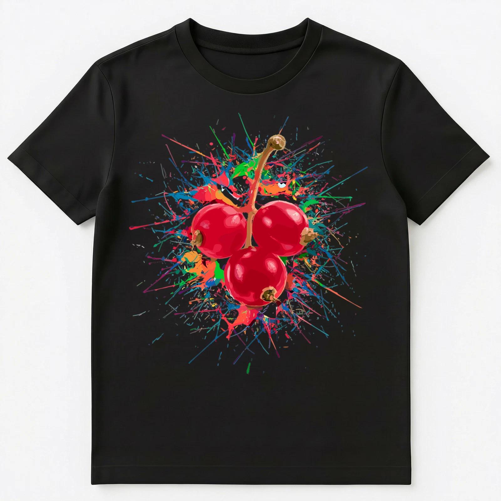 Colorful Paint Splash Redcurrant Art Graphic Unisex T-Shirt L
