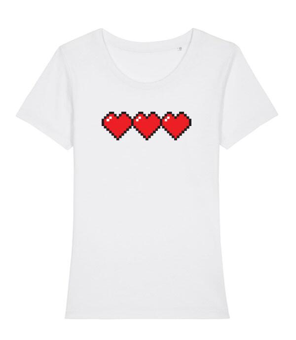 3 Pixel Hearts Retro Gaming Life Bar Videogame Unisexs Fit TShirt