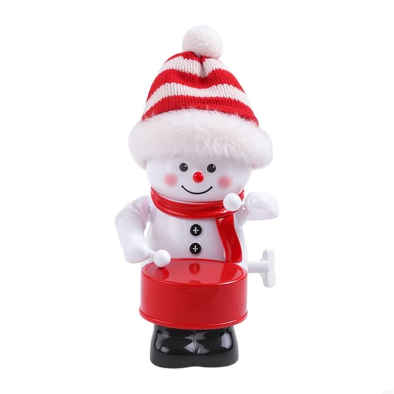 

Playful Snowman Drumming Ornament Resin Musical Snowman Wind up Toy For Christmas Holiday Party Table Centerpieces