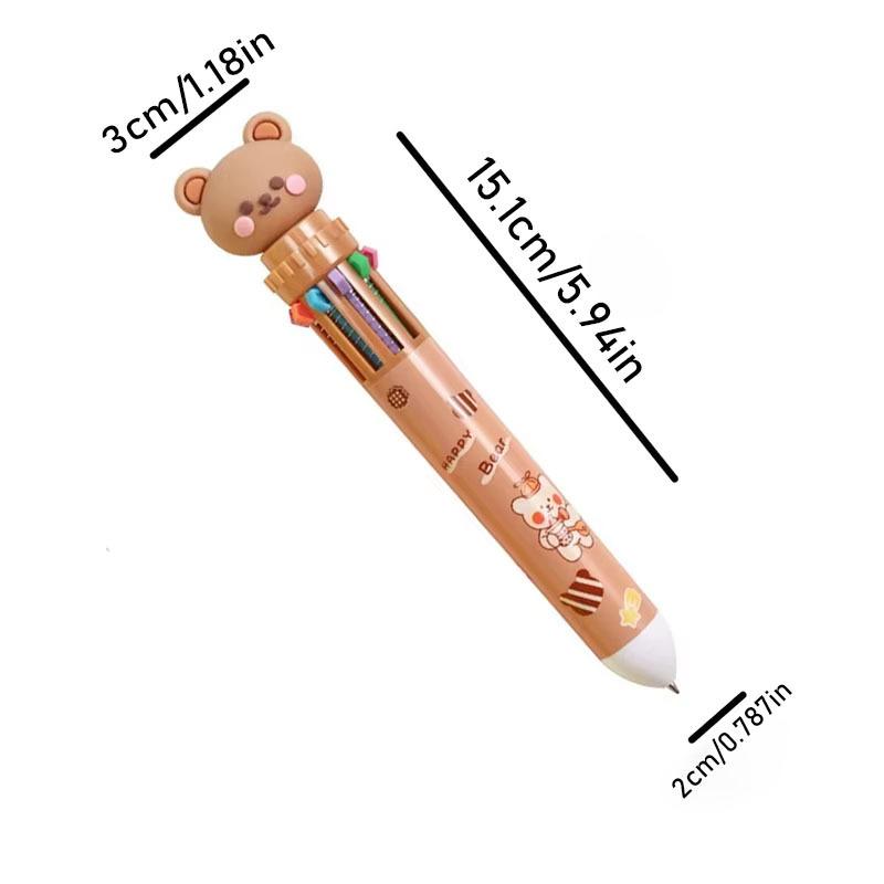 2Pcs 10 Colors Ballpoint Pen Cartoon Bear 0.7mm Colorful Ink Neutral Pen School Office Supplies Stationery Ballpoint Pen