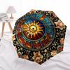 Sun MandalaThemed Automatic Opening and Closing umbrella - 8 Ribs, Suitable for Leisure and Going Out, Outdoor Accessory, Gothic Style, Fash