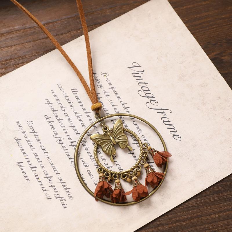 Lady Bohemian Style Long Necklace with Vintage Fringed Sweater Chain