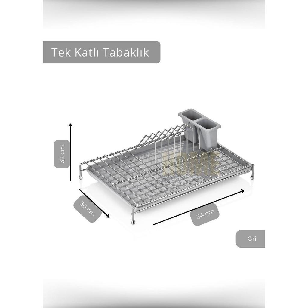 Single Tier Dish Rack Countertop Plate Rack BPA FREE Dish Basket Gray