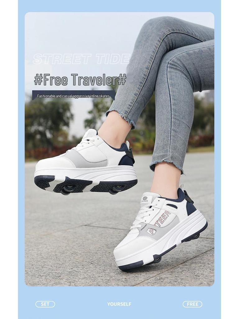 New Style Crazy 4-Wheel Roller Skates for Kids: Transformable Sneakers for Boys, Girls, and Teens