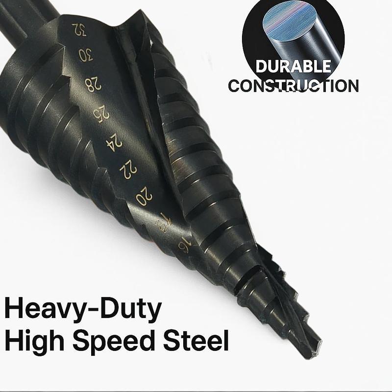 1pcs 4-32mm Spiral Cone Bit Triangle Shank Metal Wood Drilling Reamer High Speed Steel DIY Tool HSS Cobalt Step Drill Bit