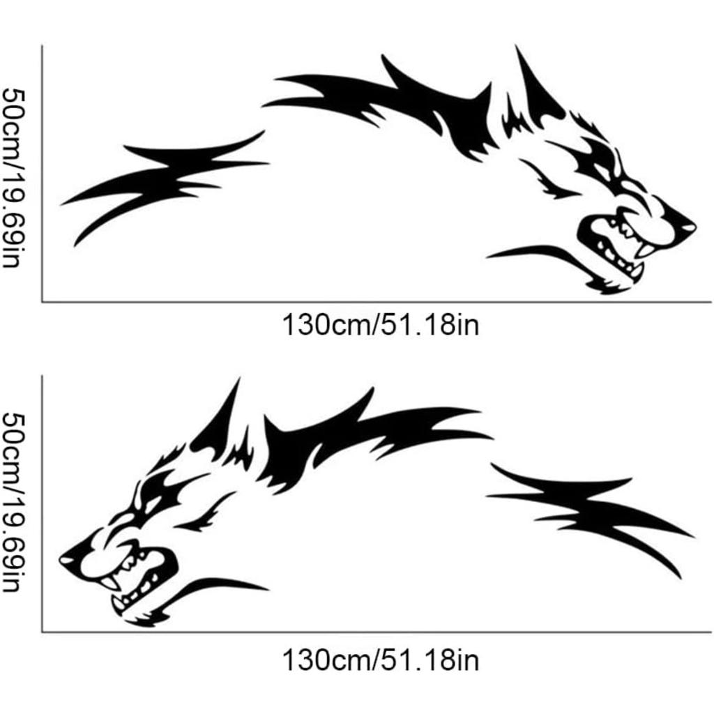 2 PCS Wolf Graphics Car Decal, Car Body Side Sticker Vinyl Self-Adhesive Car Exterior Decor Accessories Universal for Car, Jeep,Truck, SUV, RV