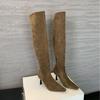 6625-5~ Two Wear Foldable Pile Boots~ High Heel French Pointed Over Knee Boots Women's Boots 2025 New