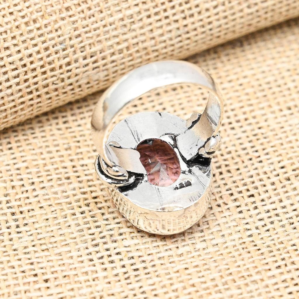 AAA+ Pink Kunzite Gemstone Håndlaget 925 Sterlingsølv smykkering for henne
