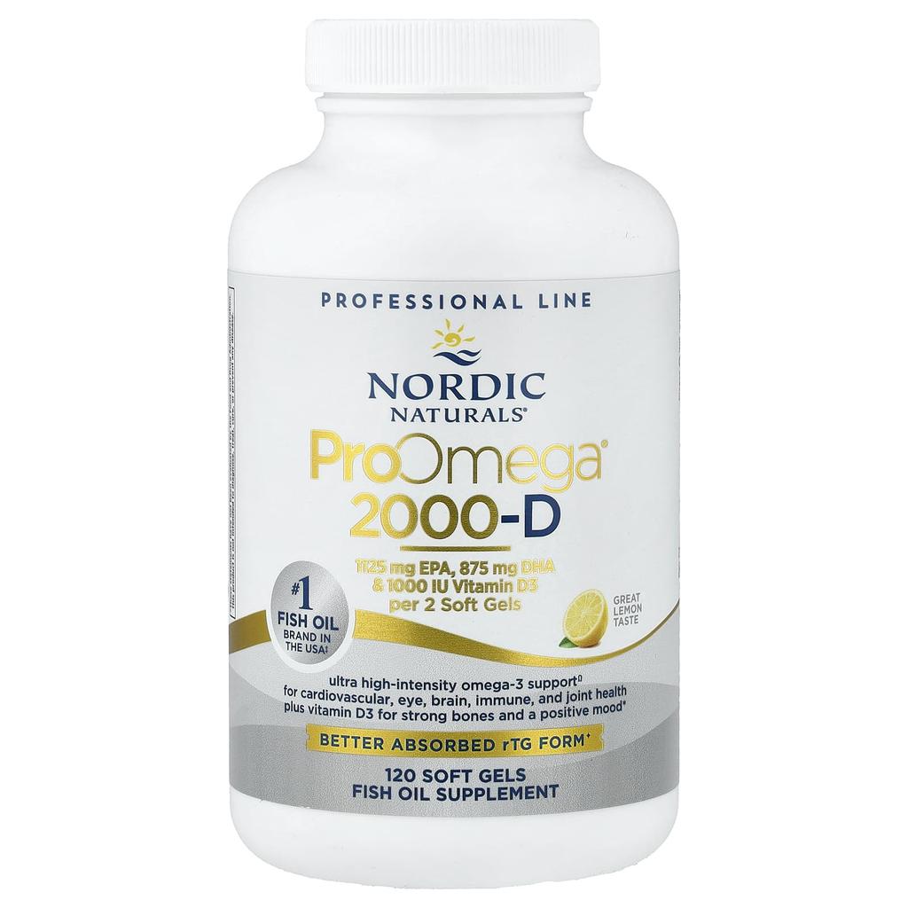Proomega 2000-D, Lemon, 1,250Mg, 120 Softgels (625Mg Per Softgel)