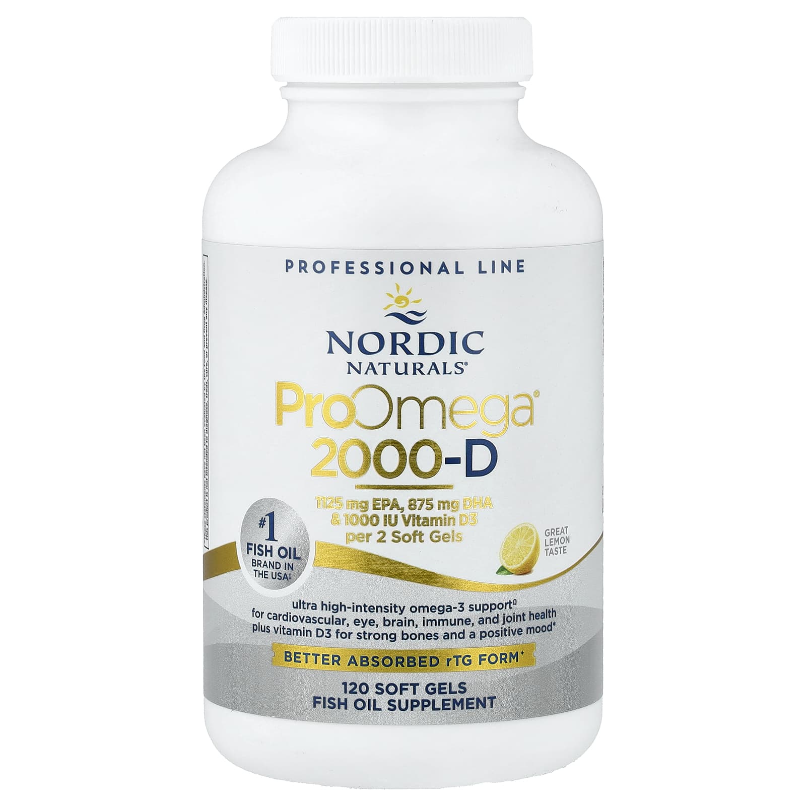 

Proomega 2000-D, Lemon, 1,250Mg, 120 Softgels (625Mg per Softgel)