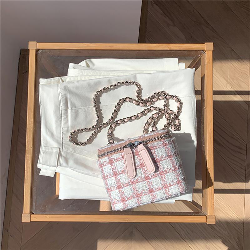 

Легкая роскошная модная клетчатая мини-сумка с цепочкой, летняя женская новая помада в корейском стиле, сумка через плечо Niche Design Sense Mini(Max Length<20cm)