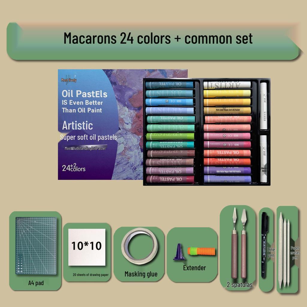 48-Color Super Soft Oil Pastels Set with Scraper - Child's Painting Kit