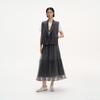 broadcast Women's French Style Mesh Midi Skirt