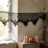 Sheer Fabric Spider Web Ghost Edge Tablecloth Gothic Style Black Lace Table Runner  Dining Table