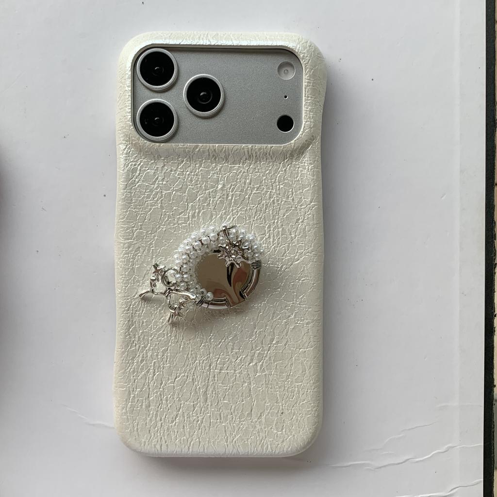 Fashion Glitter shell texture Pearl ring kickstand Phone Case For iPhone 17 Pro Max 16 Plus 15 14 13 12 Comfortable Grip Cover