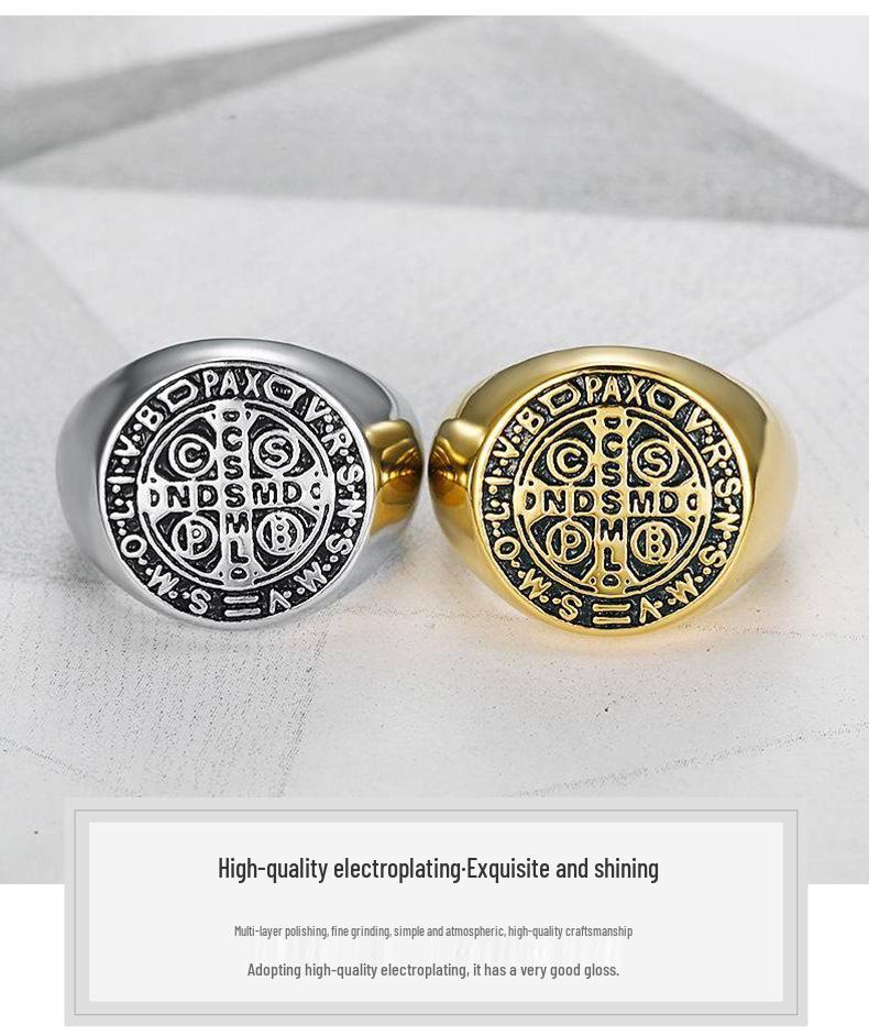 Vintage Titanium Steel Hip-Hop Letter Ring for Men - European & American Style