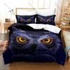 Cool Owl Minimalist Wildlife Nocturnal Bird Vintage Cartoon Animal Art HD Print Bedding Set Duvet Cover + 2 Pillowcases Animal
