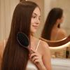 Air Cushion Hair Brush with Wooden Handle Gentle Scalp Massage Boar Bristles Brush Anti-Static Hair Detangling Paddle