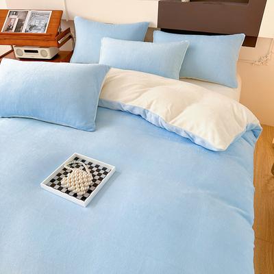 Double-sided Milk Fleece Four-piece Set, Thickened Coral Fleece Bed Linen, Fleece Thermal Flannel Quilt Cover