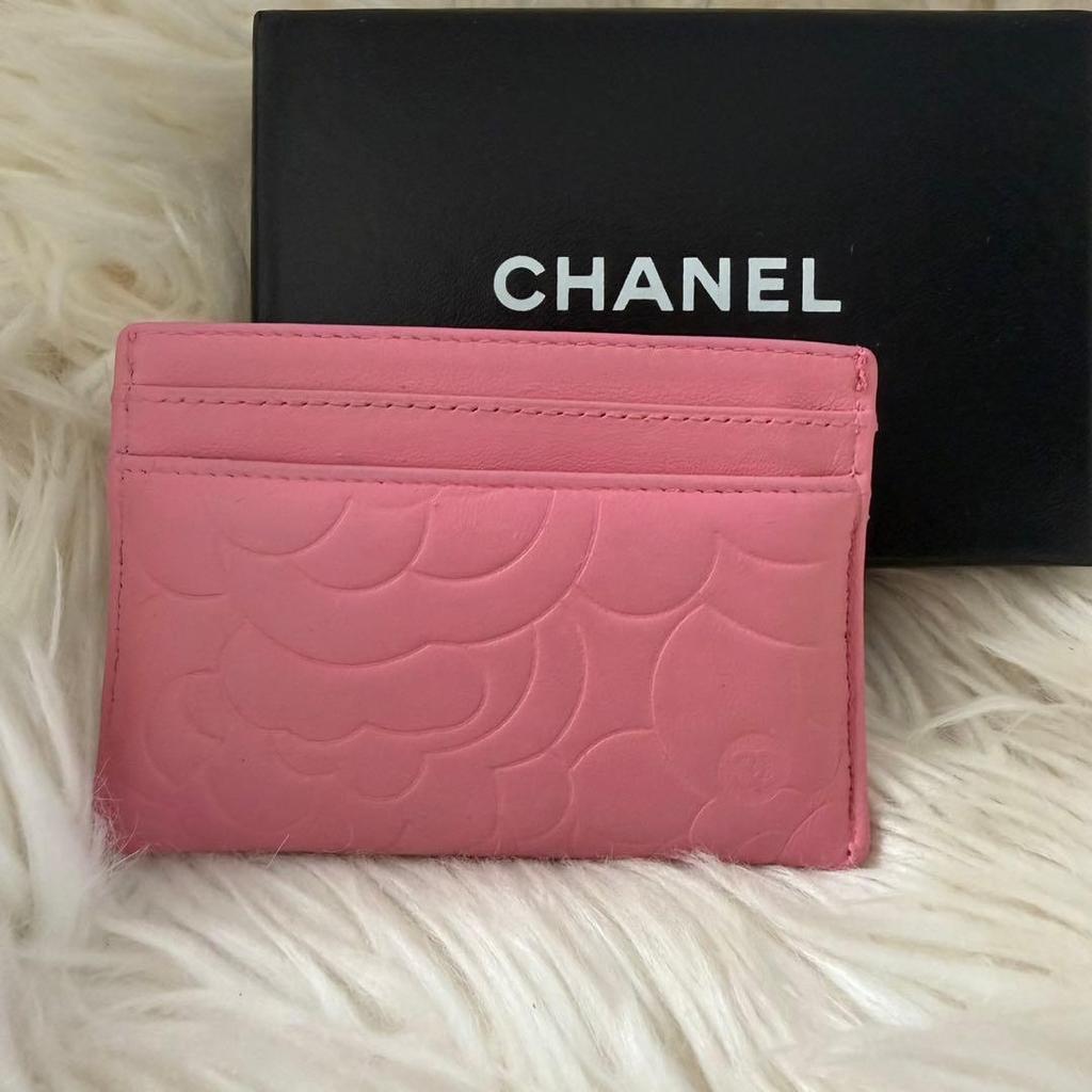 Used Chanel CHANEL Card Case Coco Mark Business Card Regular Camellia Pink