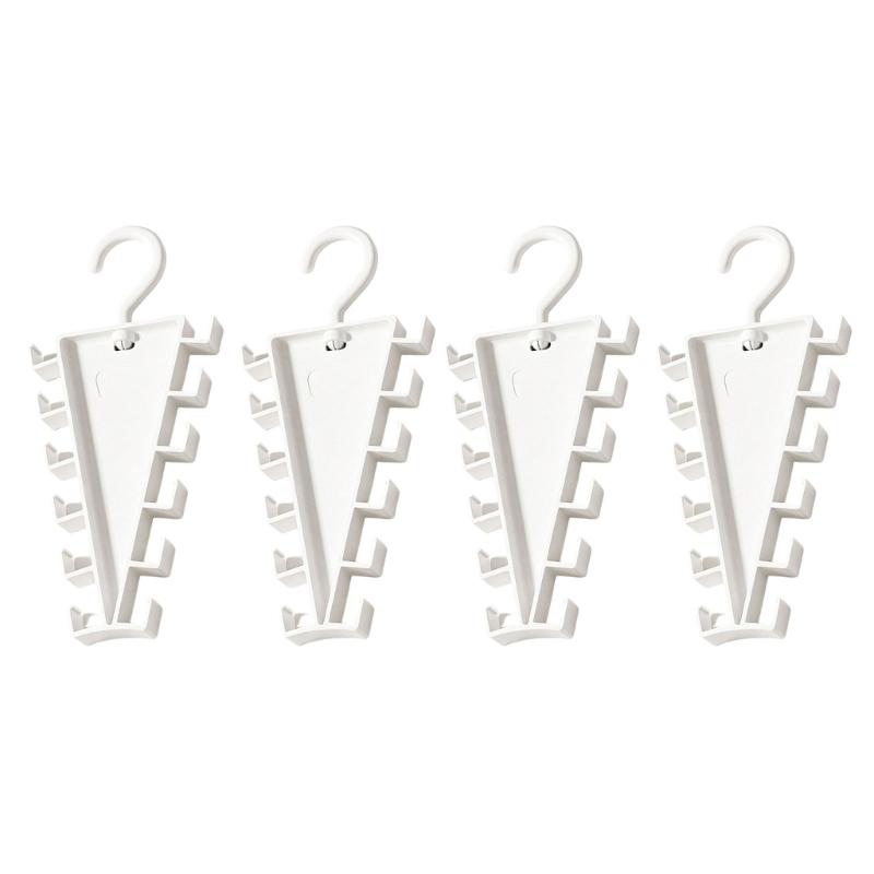 White Plastic Angled Hanger Holder for Closet Storage, Double Sided Rack for Scarves Belts and Daily Closet Rod Use