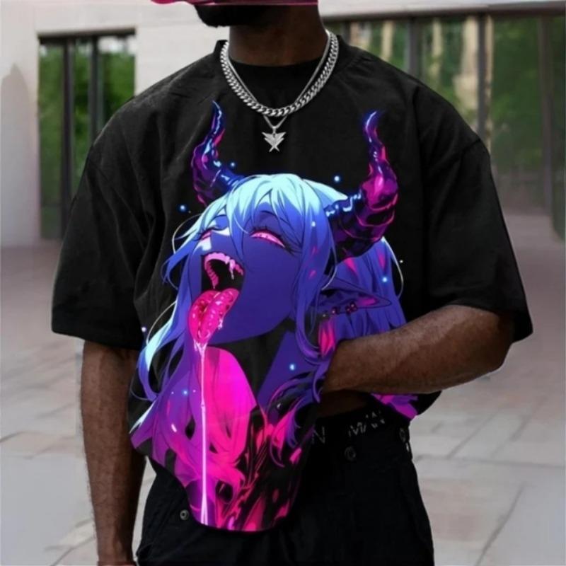 Animated Character 3d Printed Summer Short Sleeve T-Shirt Fashion Street Men Loose Oversized T-Shirt Top Everyday Casual Shirt