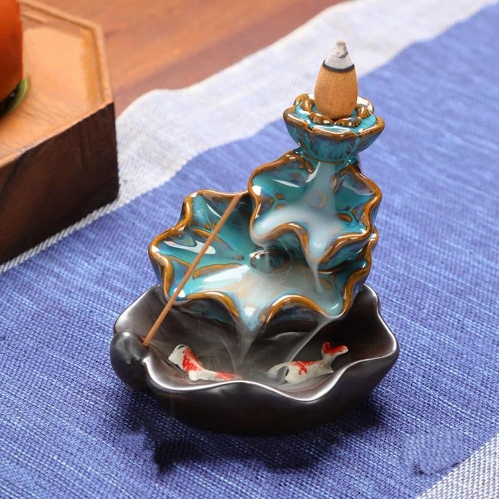 Lucky Fish Backflow Stick Incense Burner Mini Incense Stick Holder Ceramic Censer  Home Decoration
