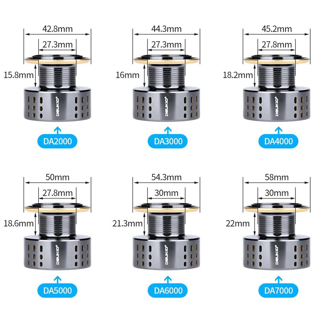 Spinning reel for casting and surf deep spool series long-distance fishing, aluminum, silver, DA2000~DA7000 (DA2000)