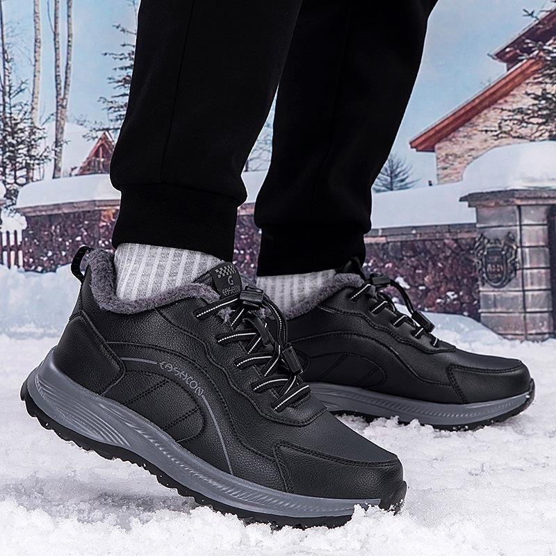 Men's Winter Fleece-Lined Non-Slip Sports Shoes: Warm, Comfortable, Casual Footwear for Middle-Aged and Elderly Men