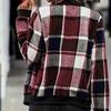 Dámská bunda stojáček dlouhý rukáv zapínání na zip krátká bunda kostkovaný potisk žebrovaný lem manžety ležérní kabát pro každodenní nošení