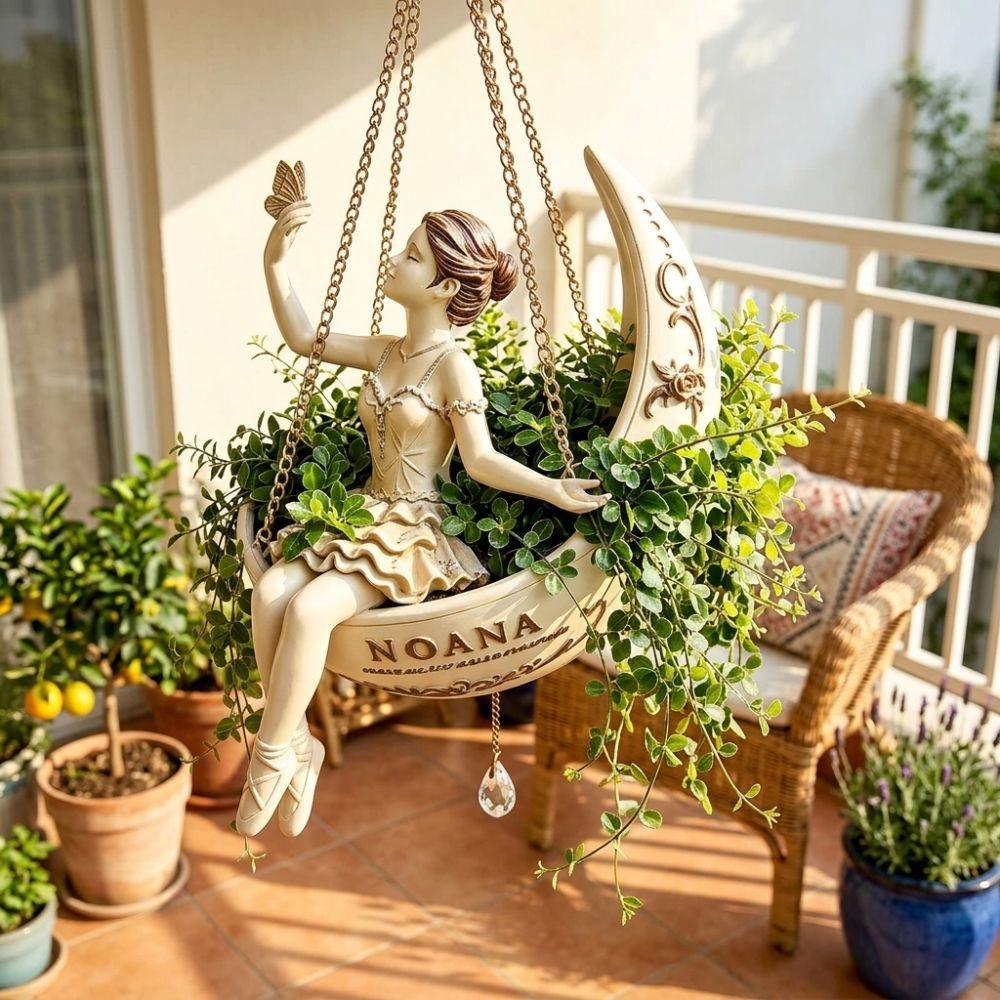 Elegant Ballerina Figure Moon Girl Flower Pot Whimsical Succulents Planter Home Balcony