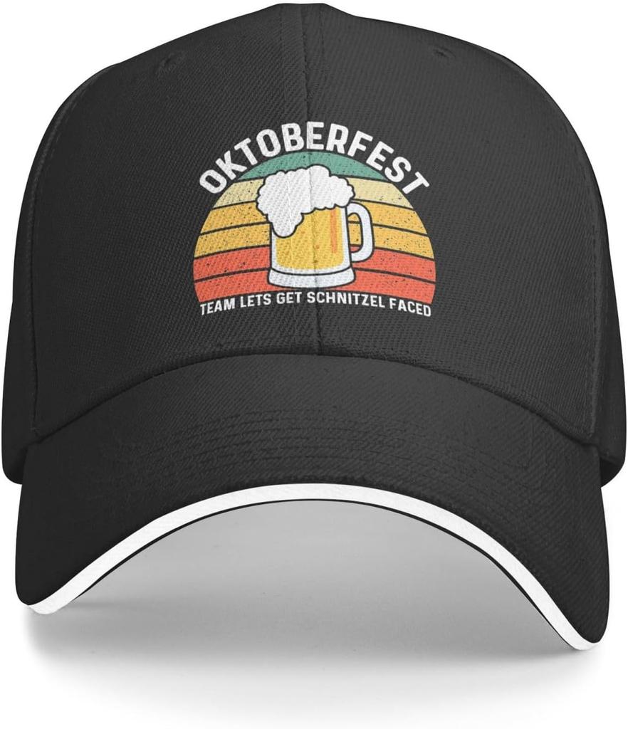 Oktoberfest Team Lets Get Schnitzel Faced Hat Unisex Women Baseball Cap Cool Sun Helmet Party Celebration Decorations