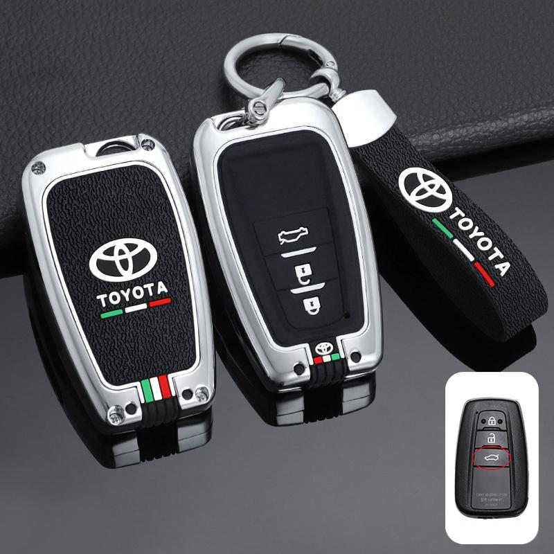 Zinc Alloy+Silicone Car Remote Key Case Cover For Toyota Prius Camry Corolla C-HR CHR RAV4 Prado 2018 2019 Keychain Accessories