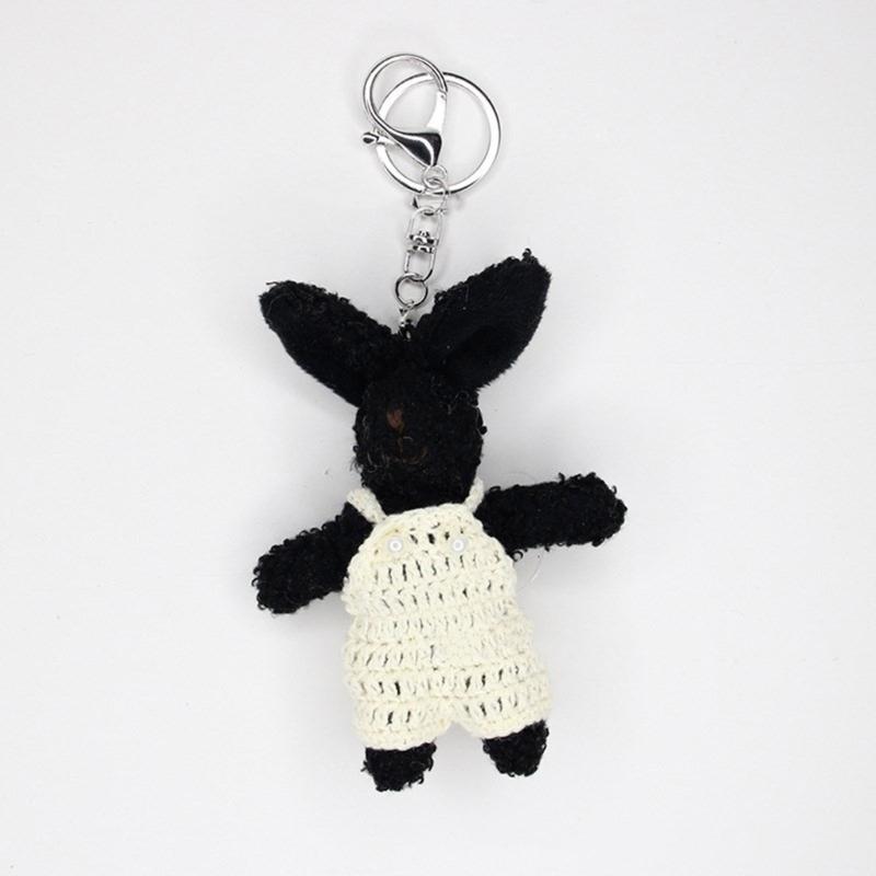 Cute Plush Rabbit Keychain Cartoon Doll Toy Big Ear Rabbit Pendant Keyring for Women Couple Bag Ornament Car Key Chain