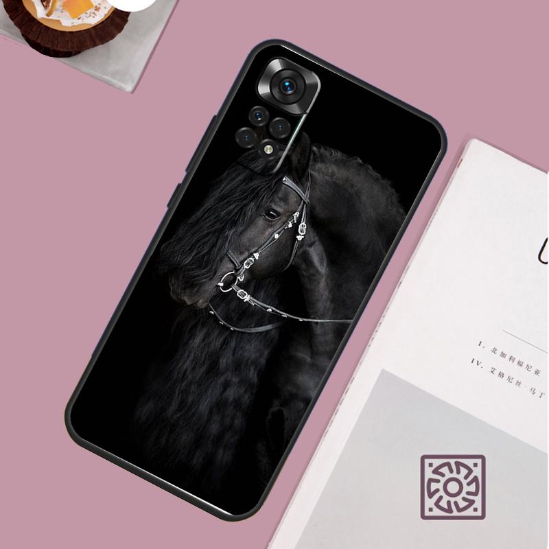 Beautiful Black Horse Phone Case For Xiaomi Redmi Note 13 12 12S 12C 13C 10 10C 9 9C 10S 11S 11 Pro Soft Cover