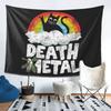 Funny Death Metal Cat Gift Rainbow Heavy Metal Tapestry Wall Hanging Aesthetic Home Decor Tapestries for Living Room Bedroom