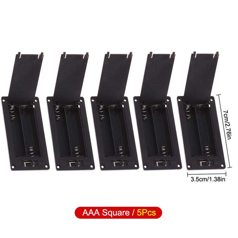 1/5Pcs 2 Aaa/Aa 3V Battery Case With Switch Cover Round Embedded Battery Holder Battery Storage Boxes Switch Socket Container