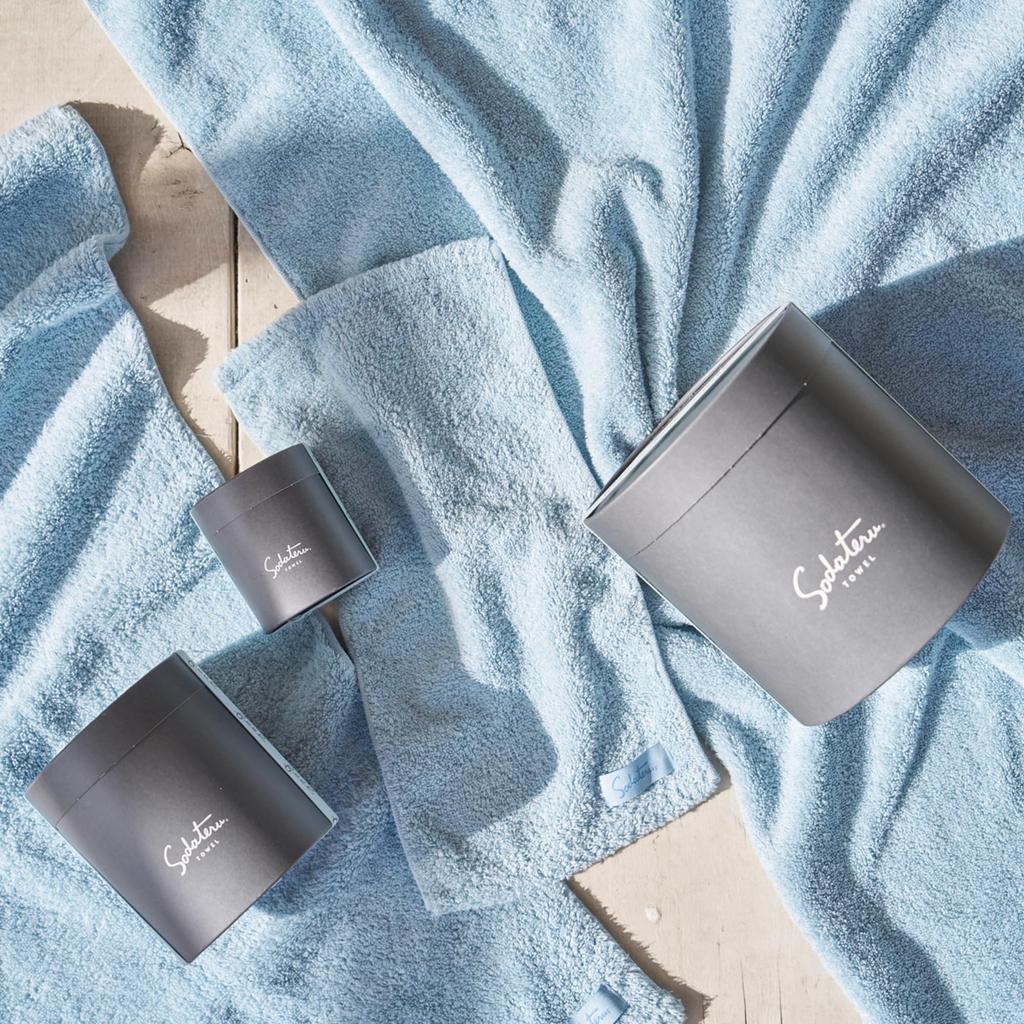 Feel" Sodateru Towel Set (3 Sizes) - Charcoal (Gray) - 60x120cm/34x85cm/20x40cm - 100% Cotton - Boxed (SD-FEEL-BFPCH)