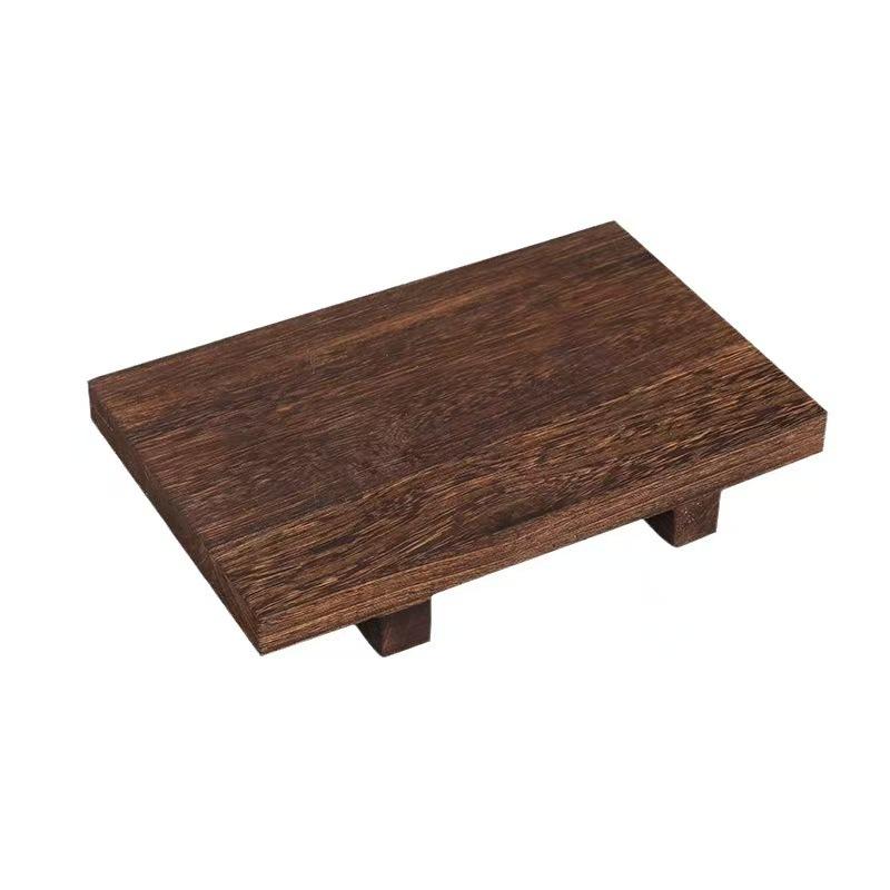 1Pc Wooden Bathroom Tray Pedestal Stand Bathroom Decor Decorative Wooden Riser Kitchen Soap Dish Holder for Vanity Counter Light Grey