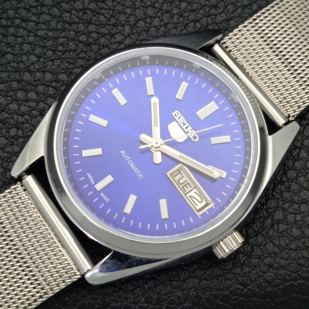 VINTAGE REFURBISHED SEIKO 5 AUTOMATIC JAPAN MENS BLUE COLOR DIAL WATCH A440603-4 Sk-a440603