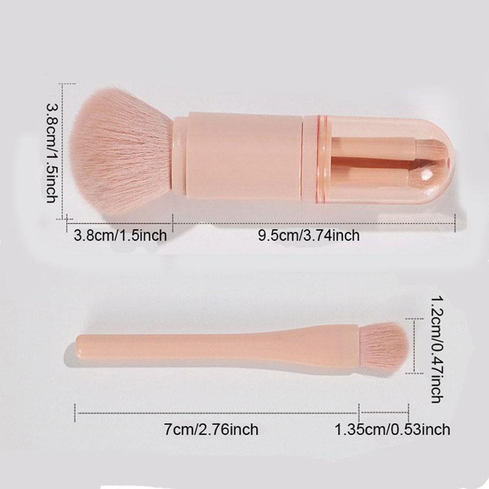 Retractable Makeup Brush, 4 In 1 Portable Travel Lip Brush, Highlight Brush, Eyeshadow Brush, Foundation Blending Powder Brush M