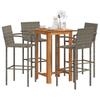 Vidaxl 5-Piece Garden Bar Furniture Set, Grey, Acacia and Rattan Pe