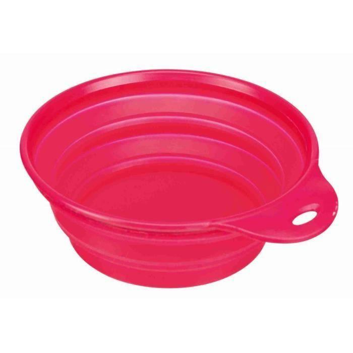 Ecuelle de voyage - TRIXIE - 1 L - Silicone épais - Pliable - Rose